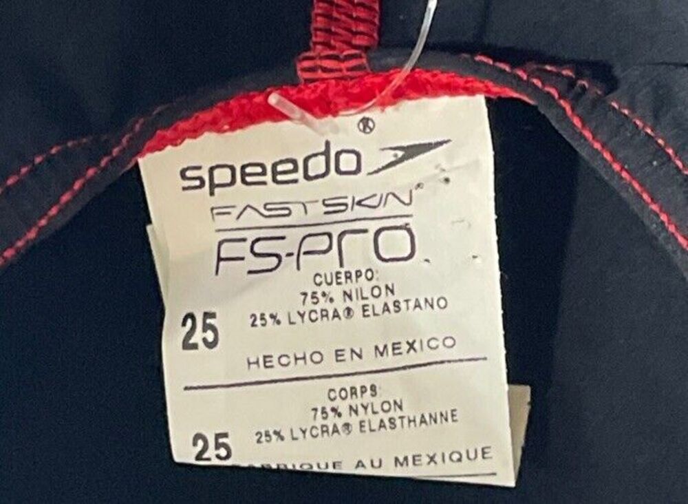 SPEEDO Fast Skin FS-Pro Size 25 Open Back Red/Black Knee Length NWT - Picture 4 of 5